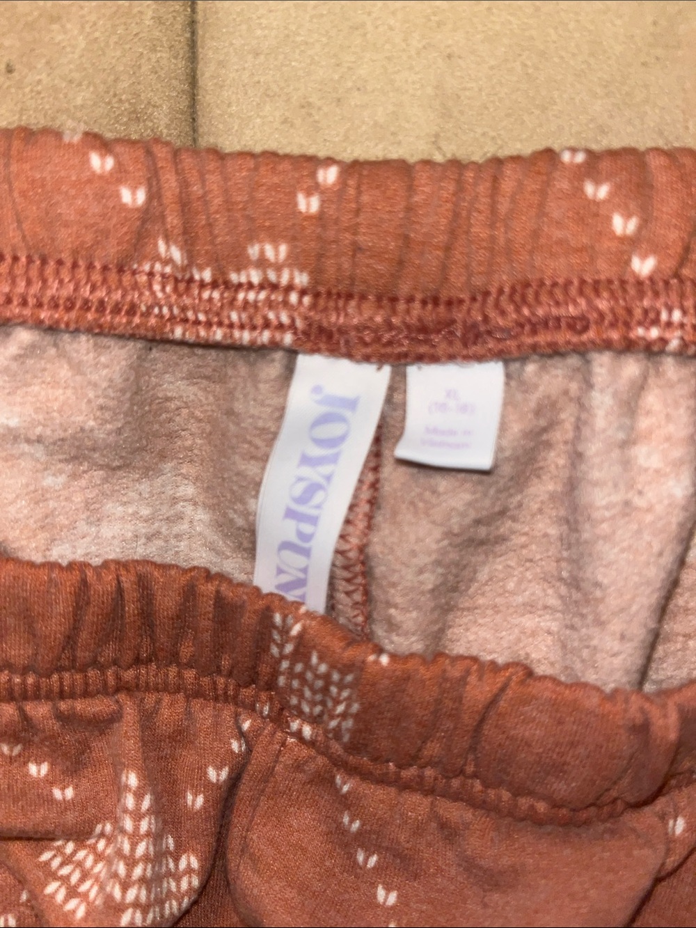 Girls' Rust Heart-Pattern Joggers - Picture 2 of 3